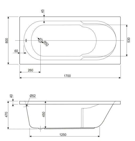 Ванна акриловая Cezares Arno-170-80-45-W37 прямоугольная (детальная фотография), акриловые