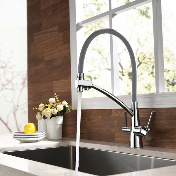 Смеситель для питьевой воды Lemark Comfort хром/серый LM3071C-Gray (детальная фотография), для кухни, для питьевой воды с фильтром