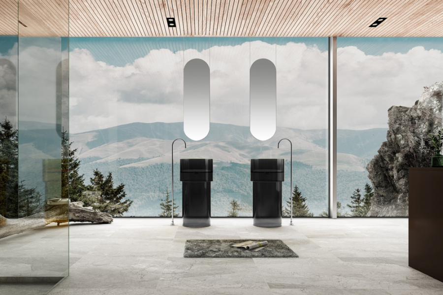 Раковина напольная Abber Kristall 45 см черная AT2701Onyx-H (детальная фотография), напольные, свободностоящие