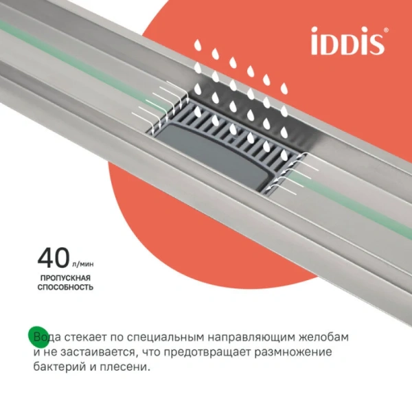 Душевой лоток IDDIS Level 80 см хром 975A8SB10DZ (детальная фотография), душевой лоток index_1