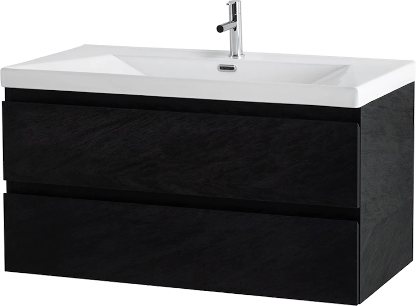 Тумба под раковину подвесная Cezares Molveno 100 см черная MOLVENO-100-2C-SO-NR (детальная фотография), современная, hi-tech