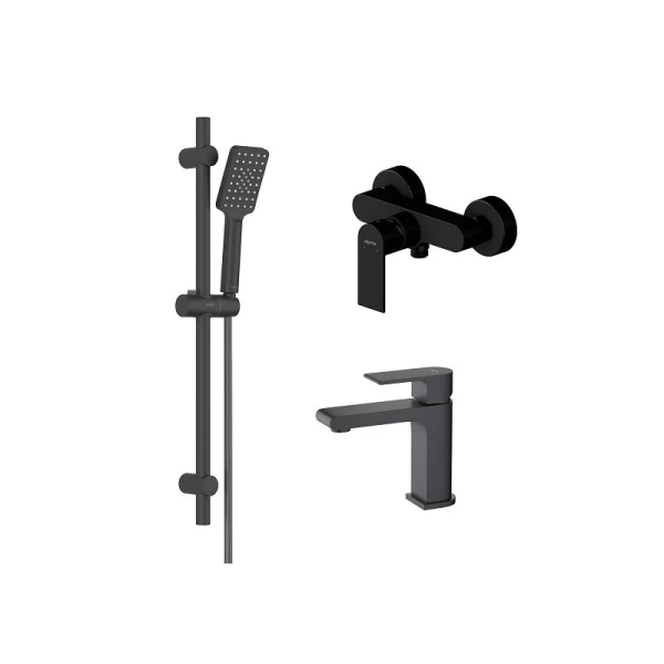 Душевой комплект Акватек Лира черный матовый AQ1431MB (детальная фотография), в наличии