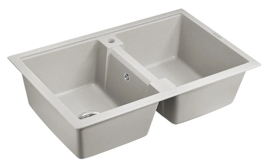 Мойка для кухни Paulmark Zwilling 81 см серая PM238150-GR (детальная фотография), кварц