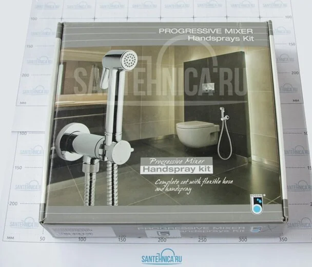 Гигиенический набор Bossini E37011 CR Хром E37011B.030 (детальная фотография), полный комплект со смесителем