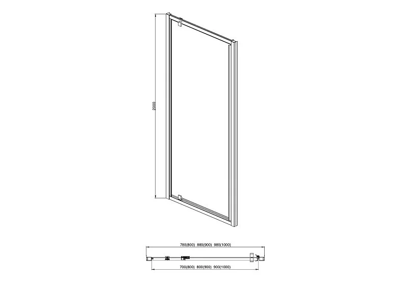 Душевая дверь Акватек 90 см профиль оружейная сталь AQ ARI PI 09020GM (детальная фотография), современные, hi-tech
