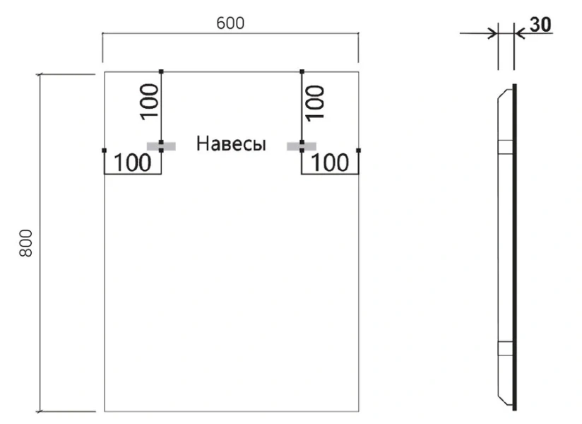 Зеркало с подсветкой Vincea 60 см без окантовки, без функции антизапотевания VLM-3VN600 (детальная фотография), в наличии