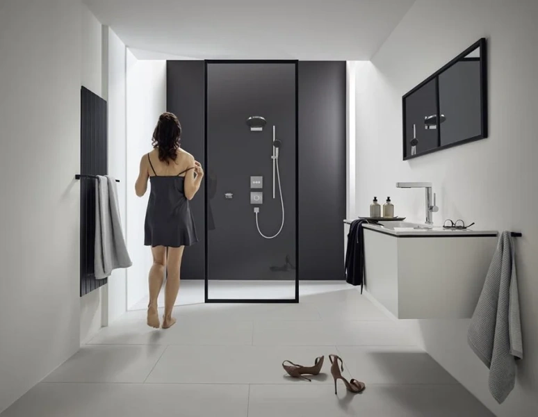 Смеситель для раковины Hansgrohe Finoris 76063 с выдвижным изливом (детальная фотография), с донным клапаном
