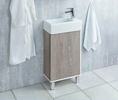 Тумба под раковину напольная Акватон Эмма 45 см белый/дуб наварра