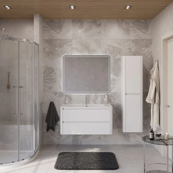 Тумба под раковину подвесная Cezares Relax 100 см Bianco Lucido RELAX-1000-2C-SO-BL (детальная фотография), белая