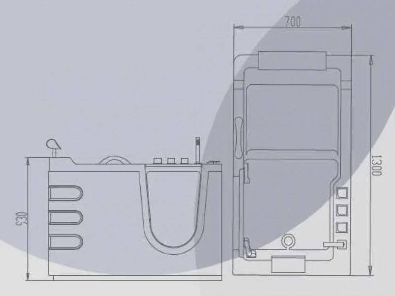 Ванна акриловая Bolu BL-106 Personas R/L без гидромассажа, 130 х 70 х 100 см BL-106 R (детальная фотография), акриловые