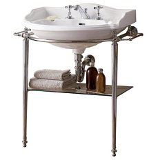 Консоль под раковину с полотенцедержателями и стеклянной полочкой, цвет хром, Devon&Devon Boston