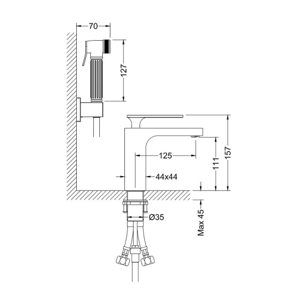 Смеситель с гигиеническим душем хром Timo Torne 4360 00G  4360/00G (детальная фотография), для туалета