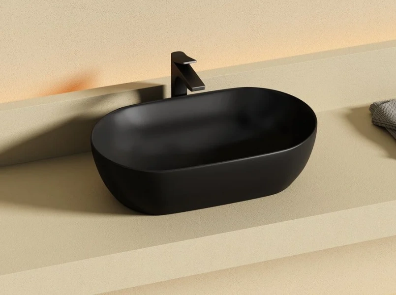Раковина Ceramica Nova Twist 50 см черная матовая CN12001MB (детальная фотография), накладные (на столешницу)