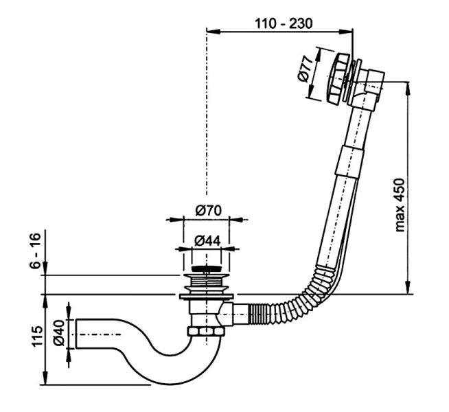 Слив-перелив Timo черный 8004/03 (детальная фотография), автомат, клик-клак