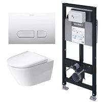 Инсталляция с подвесным унитазом Duravit D-Neo с клавишей хром