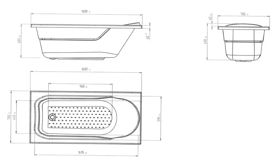 Ванна акриловая Poseidon Mila 01мил1670 160 x 70 см, белая (детальная фотография), акриловые