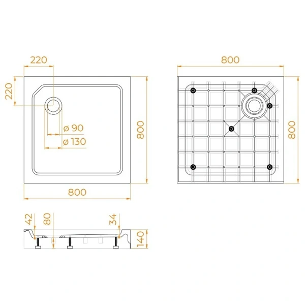 Душевой поддон RGW SMC-C-088 80x80 см белый 12350188-01 (детальная фотография), недорогие