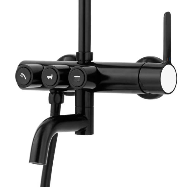 Душевая стойка Cezares Eco черный матовый ECO-CVD-NOP (детальная фотография), черные