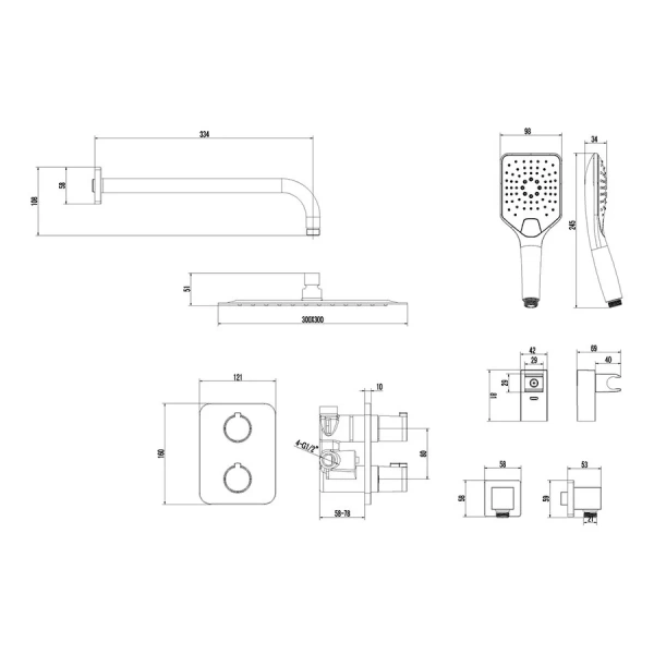 Душевой комплект встраиваемый Lemark Yeti термостатический LM7849C (детальная фотография), душевые комплекты, наборы