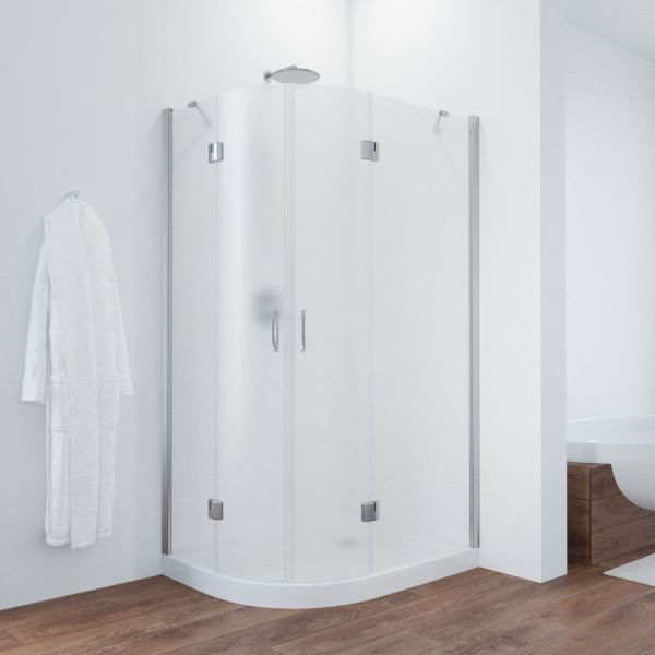 Душевой уголок профиль черный глянцевый стекло сатин Vegas-glass AFS-F 120*90 02Г 10 R (детальная фотография)