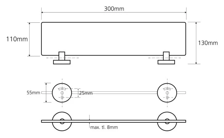 Полочка для ванной Bemeta Omega хром 104122042 (детальная фотография), современные, hi-tech