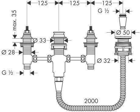 Скрытая часть смесителя Hansgrohe на 4 отверстия 13244180 (детальная фотография), в наличии
