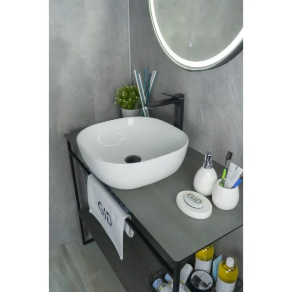 Раковина GID Geometrico D1301 43 см белая 51180 (детальная фотография), 45 см