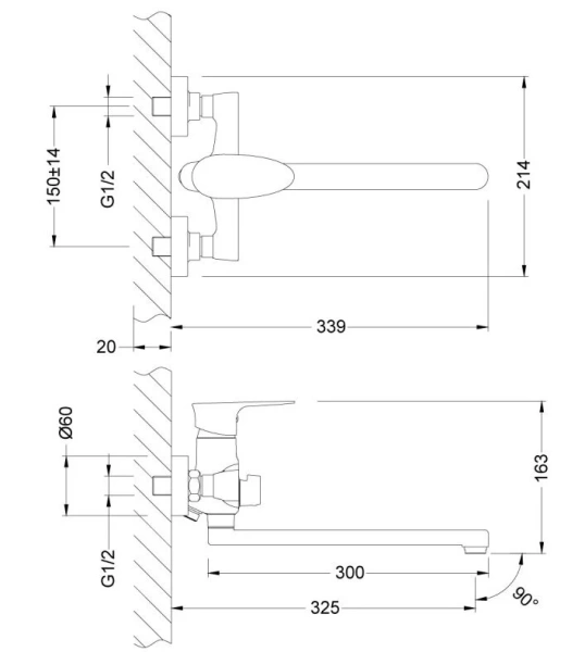Смеситель для ванны Lemark Nero универсальный LM0251C (детальная фотография), для ванны
