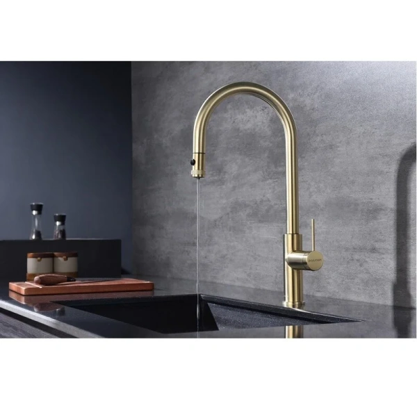 Смеситель для питьевой воды Paulmark Galant cветлое брашированное золото Ga213077-SBG (детальная фотография), золото