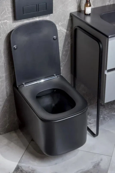 Унитаз подвесной Boheme Mane черный матовый 970-SET-B (детальная фотография), современные, hi-tech, прямоугольные