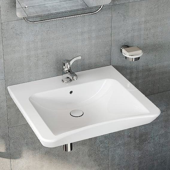 Раковина VitrA Conforma 60 см для людей с ограниченными возможностями 5289B003-0001 (детальная фотография), подвесные, пристенные