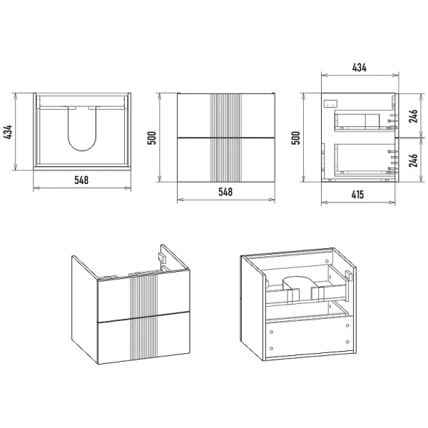 Тумба под раковину подвесная Brevita Vega 60 см зеленая VEG-09060-0802Я (детальная фотография), в наличии