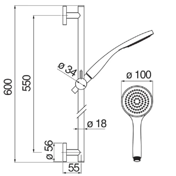 Душевой гарнитур Nobili 1 режим лейки AD140/51CR (детальная фотография), душевые гарнитуры