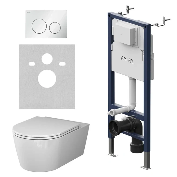 Унитаз с инсталляцией Am.Pm Func кнопка белая IS90101.8F1701 (детальная фотография)