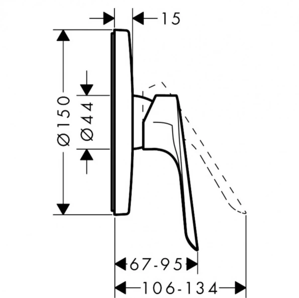 Смеситель для душа Hansgrohe Logis E 71603000 однорычажный (детальная фотография), для душа
