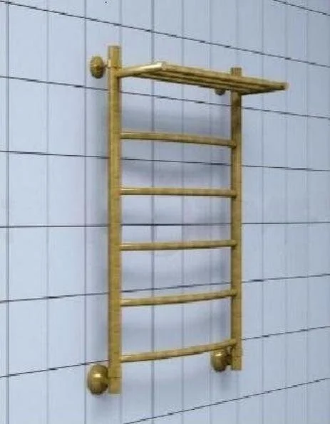 Полотенцесушитель водяной Ника Arc 80x50 см с полочкой ЛД ВП 80/50 бронза (детальная фотография), бронза