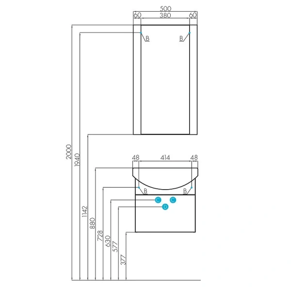 Тумба под раковину подвесная Акватон Ария 50 см белая 1A140301AA010 (детальная фотография), в наличии