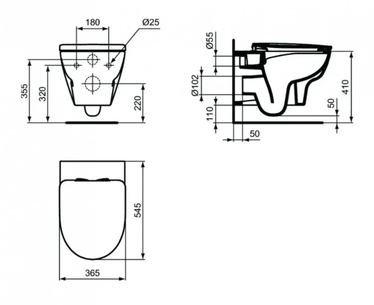 Унитаз подвесной Ideal Standard Esedra безободковый T365701 (детальная фотография), современные, hi-tech