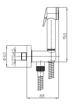 Гигиенический душ Bossini Paloma C69013B.030 (детальная фотография), комплект с лейкой, шлангом и держателем
