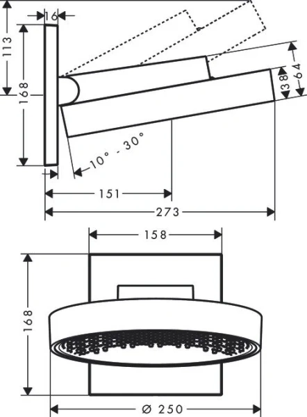 Верхний душ Hansgrohe Rainfinity хром 26226000 (детальная фотография), верхние души