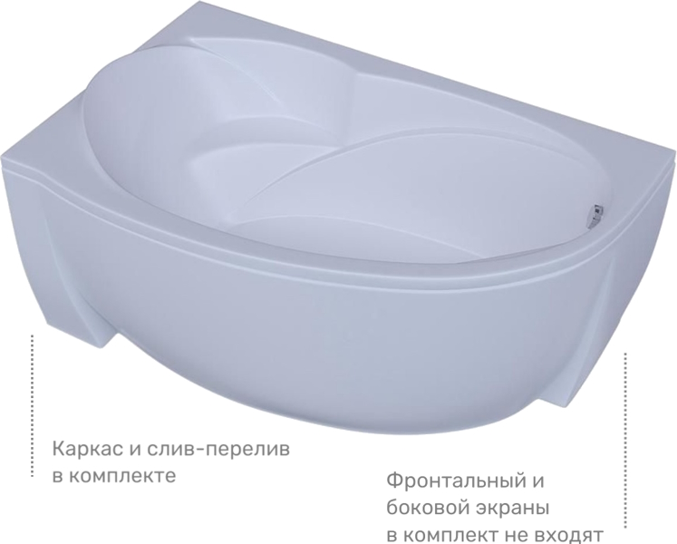 Ванна акриловая Акватек Бетта 160x97 см левая BET160-0000055 (детальная фотография), современныe, hi-tech