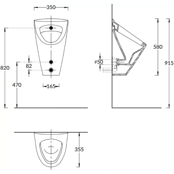 Писсуар подвесной Kerama Marazzi Pro с крепежом PROC.ur.02 (детальная фотография), современные, hi-tech