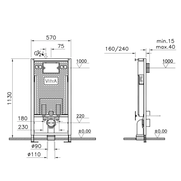 Инсталляция для унитаза Vitra Concealed Cisterns 750-5800-01 (детальная фотография), для унитаза