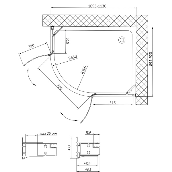 Схема (детальная фотография), прямоугольные, асимметричные