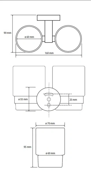 Стакан для ванной Bemeta Omega двойной 104110022 (детальная фотография), современные, hi-tech