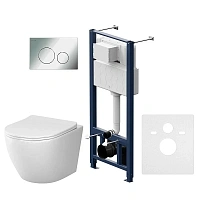 Унитаз с инсталляцией Am.Pm Like кнопка хром