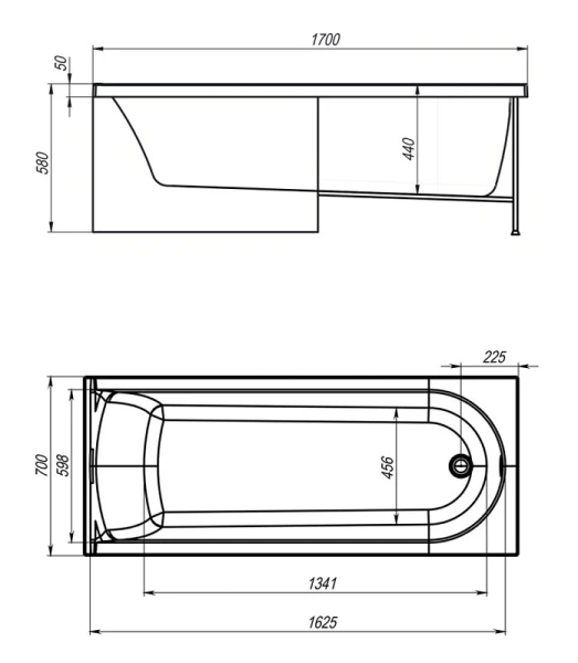 Ванна акриловая Royal Bath Bern RB974101, 170 x 70 см, белый (детальная фотография), акриловые