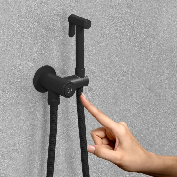 Смеситель с гигиеническим душем Timo Saona черный матовый 2383/03SM (детальная фотография), черные