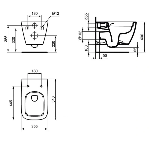 Унитаз подвесной Ideal Standard i.life безободковый T461401 (детальная фотография), подвесные, встраиваемые