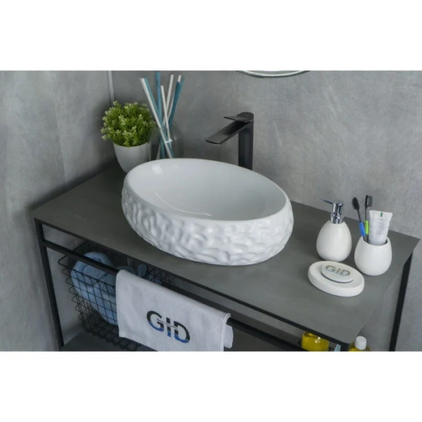 Раковина GID Lago 9030wf 48 см белая 51187 (детальная фотография), в форме чаши, круглой формы